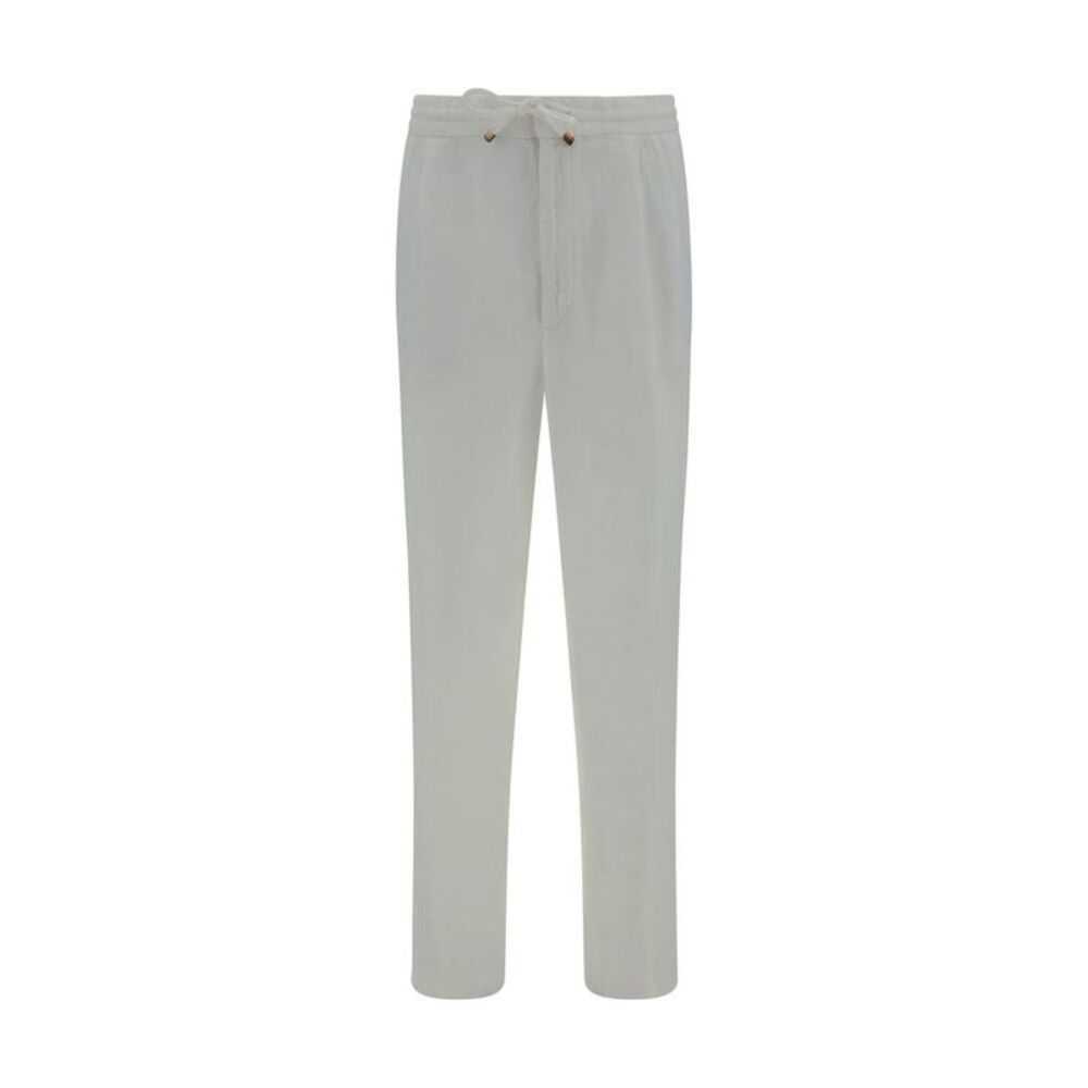 Brunello Cucinelli White Linen Casual Men's Pants